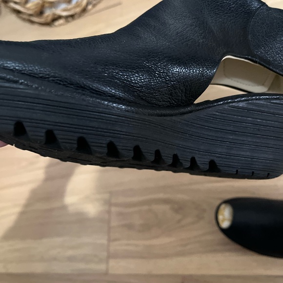 Fly London Black Leather Open Toe Ankle Boots size 9 - Picture 7 of 8